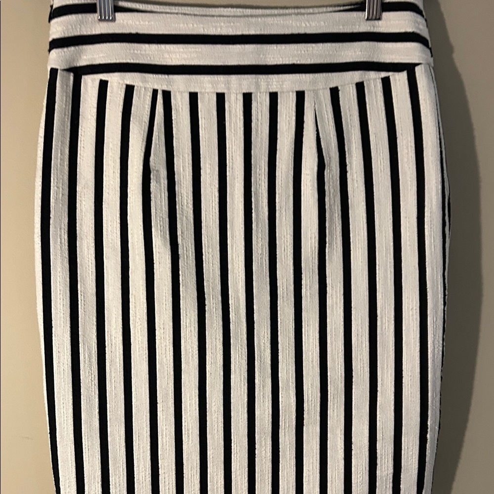 Ann Taylor Striped Black and White Women's Skirt Size 8 - Picture 3 of 6